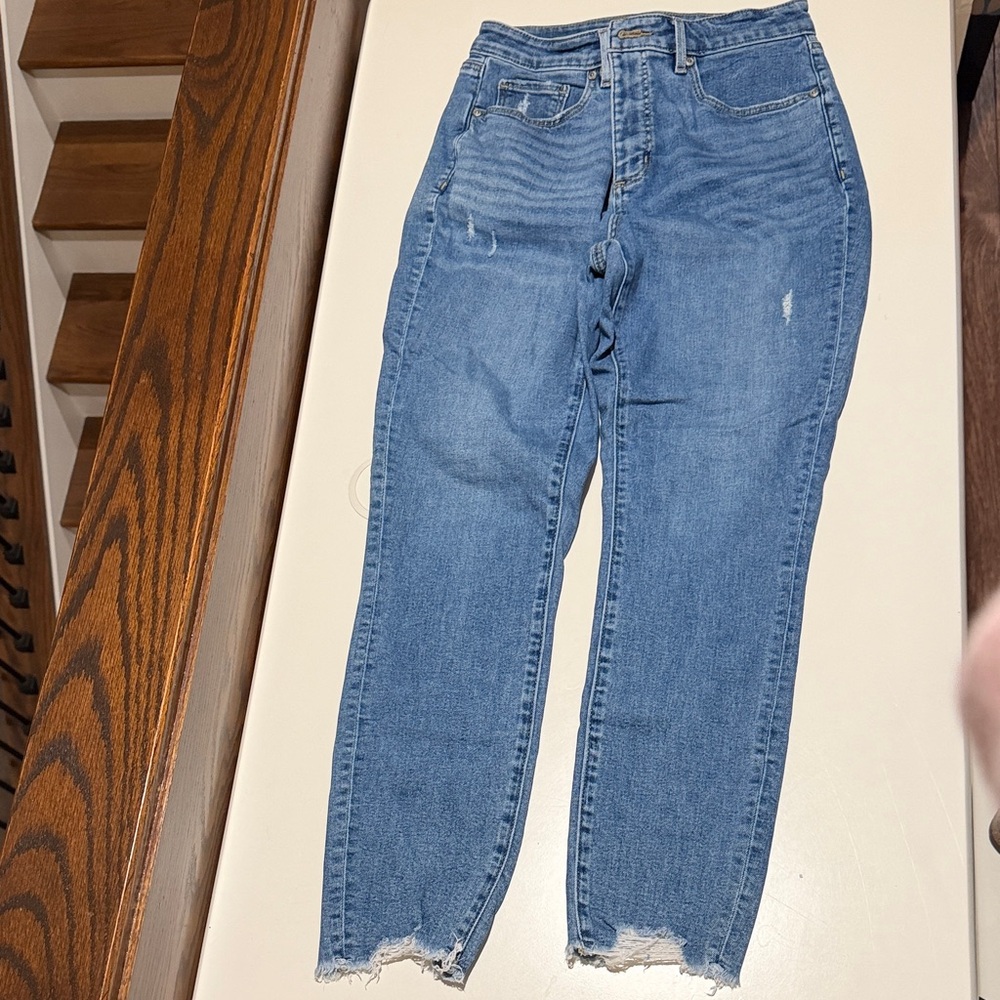 LOFT Blue Distressed Cropped Jeans